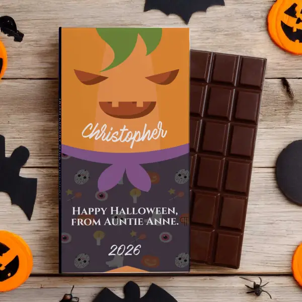 Happy Halloween Pumpkin Personalised Chocolate Bar 90g
