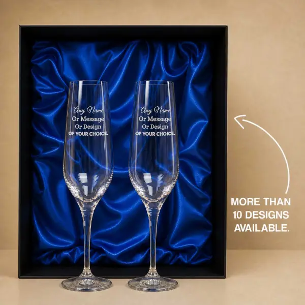 Personalised Champagne Glasses – Set of 2 in Luxury Gift Box