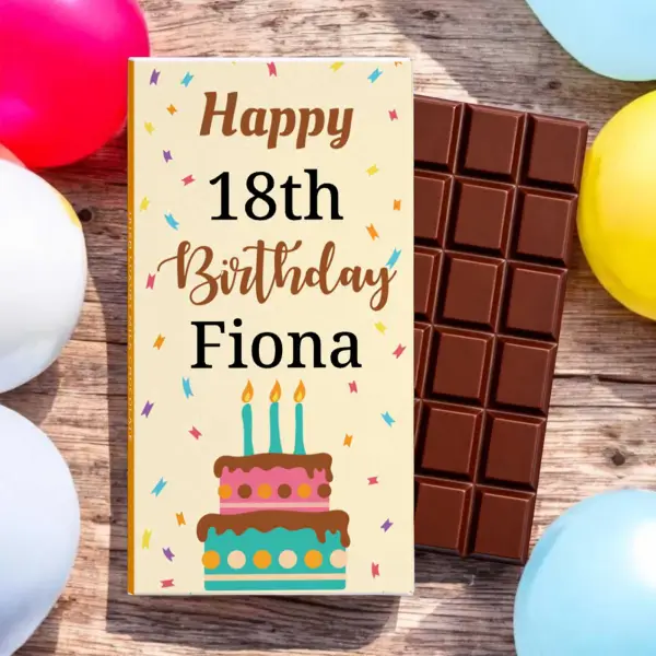 Happy Birthday Name & Age - Personalised Chocolate Bar 90g