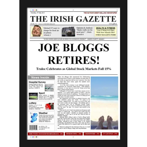 Retirement Male - Newspaper Spoof