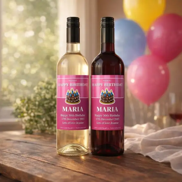 Birthday Cake Design Personalised Wine