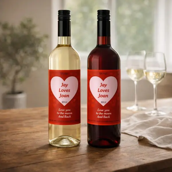 Love Heart Personalised Wine