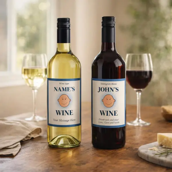 Male Caricature Personalised Wine