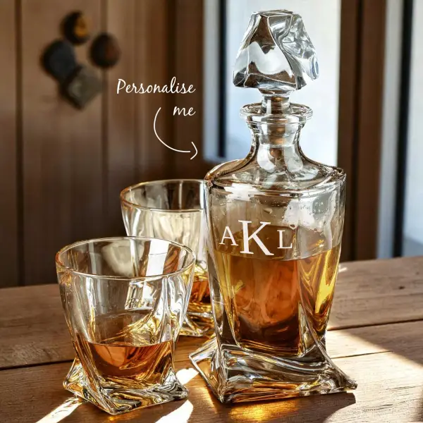Elegant Twisted Glass Decanter & Tumblers Gift Set