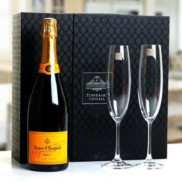 Veuve Clicquot Champagne in Crystal Flute Gift Box