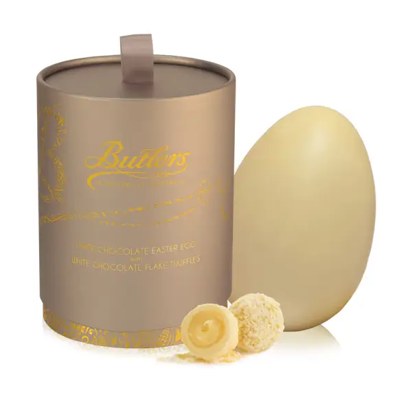 White Chocolate Egg with White Chocolate Flake Truffles