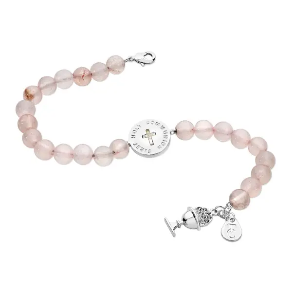 First Holy Communion Pink Bead Charm Bracelet from Tipperary Crystal