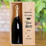 Graduation Personalised Single Wooden Champagne Box