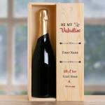 Be My Valentine Personalised Single Wooden Champagne Box