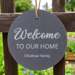 Personalised Round Slate Hanging Sign 12x12cm
