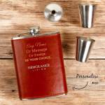 Personalised Newgrange Leather Hip Flask
