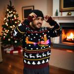 Black Christmas Jumper Novelty Light Up