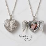 Personalised Angel Wings Heart Locket Necklace