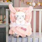 Personalised Baby Blanket & Comforter Set - Pink Bunny