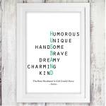 Husband Acrostic Poem Poster