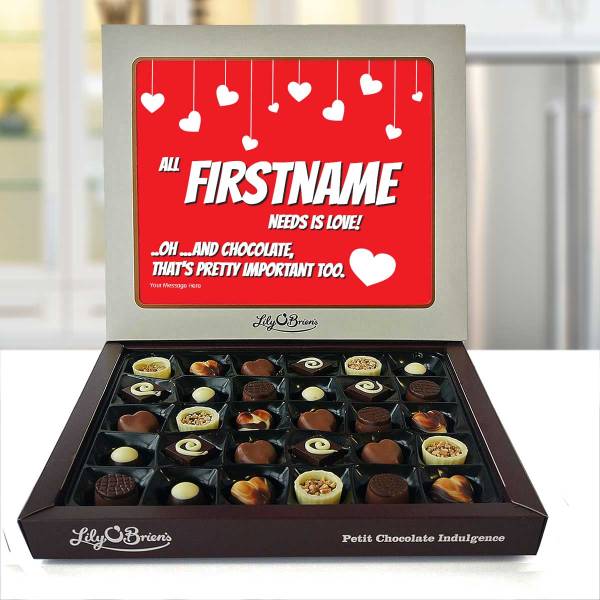 All You Need Is Love And Chocolate Personalised Chocolate Box 270g