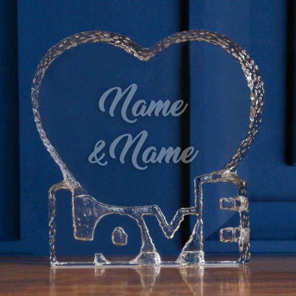 Optical Crystal Love Heart Engraved 10cm Paperweight - Any Name