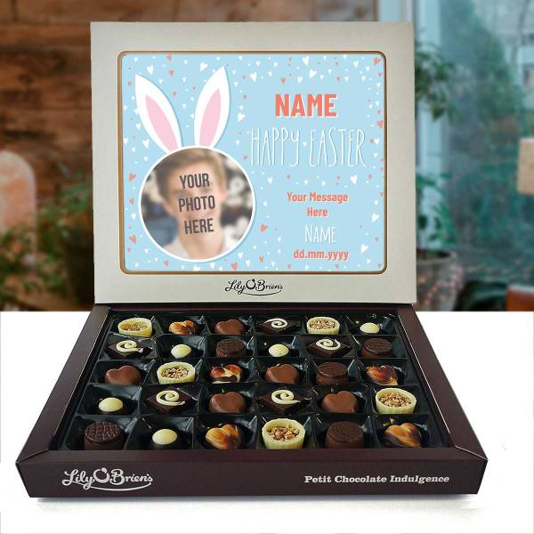Easter Bunny Ears Photo Personalised Chocolate Box 270g