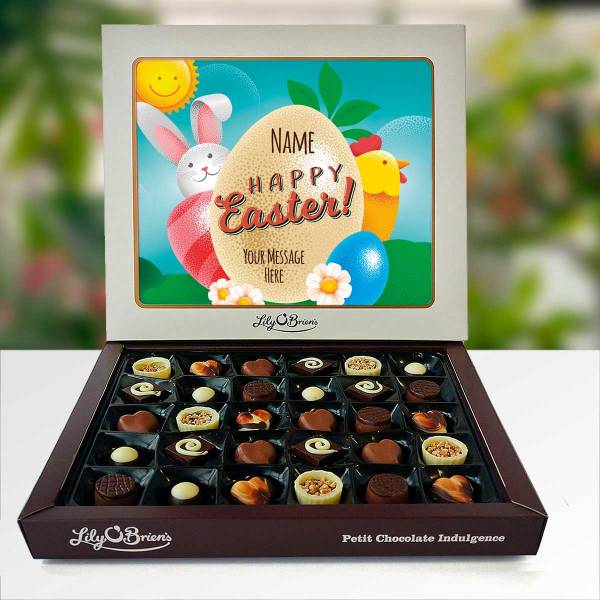 Happy Easter Bunny And Chick - Personalised Chocolate Box 270g
