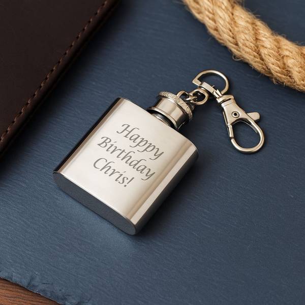 Dram Flask Keyring - Engraved
