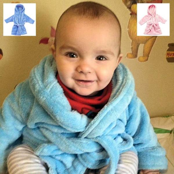 Baby Embroidered Bathrobe 12-18 months (Blue or Pink)