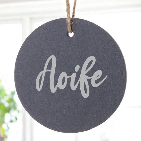 Personalised Round Slate Hanging Sign 12x12cm