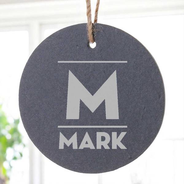 Personalised Round Slate Hanging Sign 12x12cm