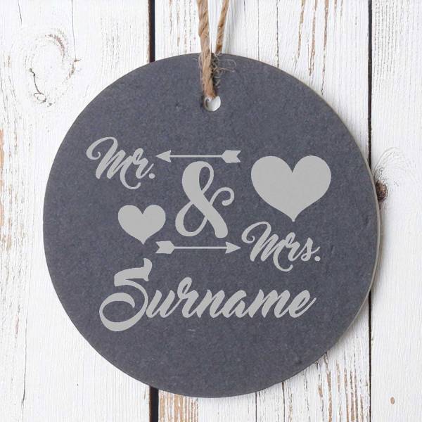 Personalised Round Slate Hanging Sign 12x12cm