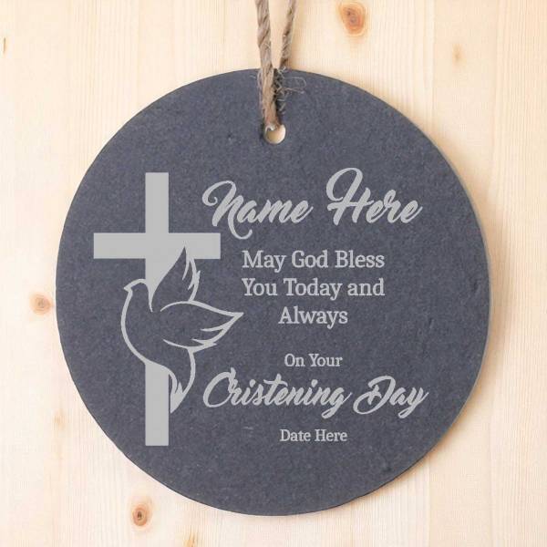 Personalised Round Slate Hanging Sign 12x12cm