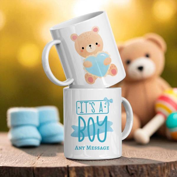 It's a Boy! Gender Reveal - Baby Bear Heart Design - Personalised Mug