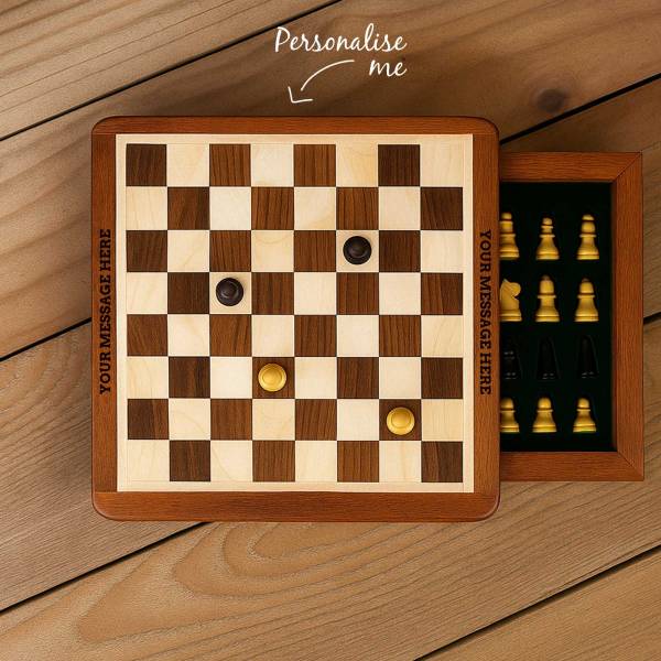 Personalised Magnetic Mini Chess Board with Drawer