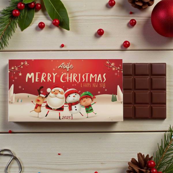 Merry Christmas Santa's Friends Personalised Chocolate Bar 90g
