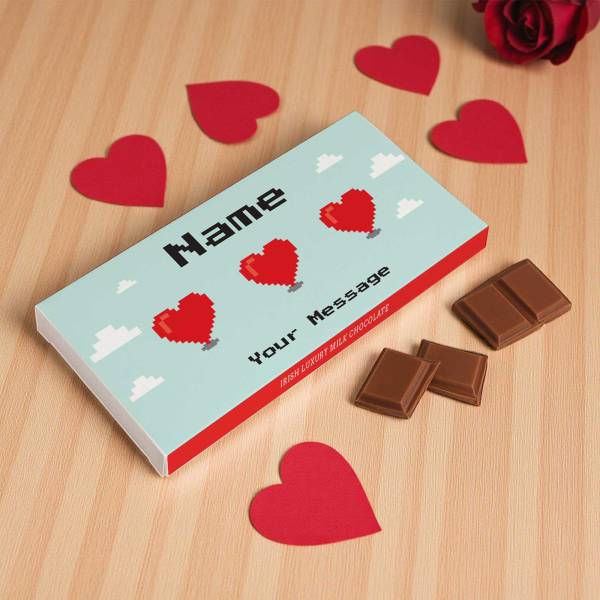 8 Bit Heart Personalised Chocolate Bar 90g