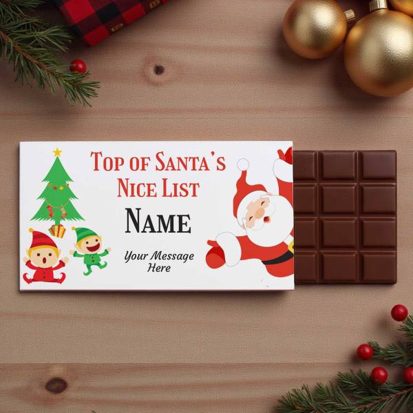 Santa's Nice List Personalised Chocolate Bar 90g