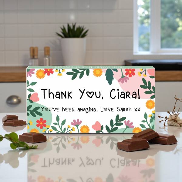 Thank You Flowers Personalised Chocolate Bar 90g