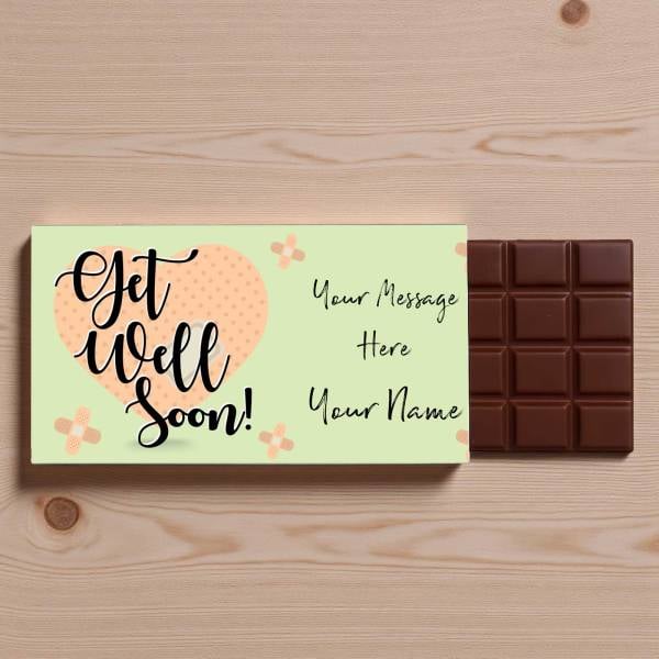 Get Well Soon Heart Personalised Chocolate Bar 90g
