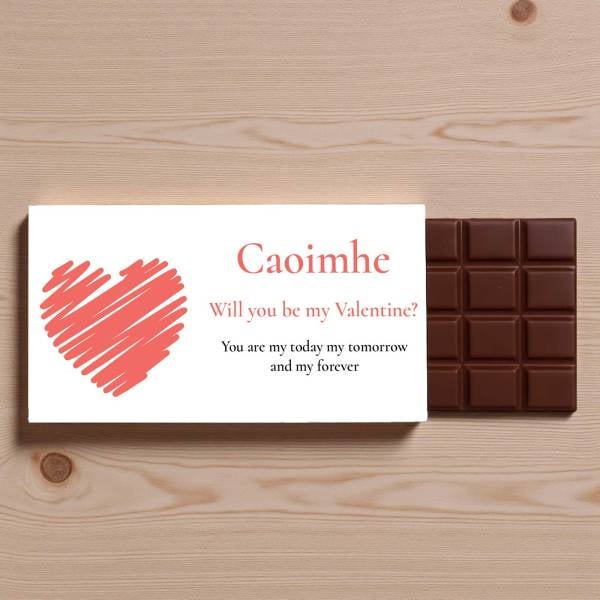 Heart Design Personalised Chocolate Bar 90g