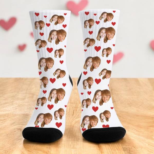 Love Heart Face Print – Personalised Socks
