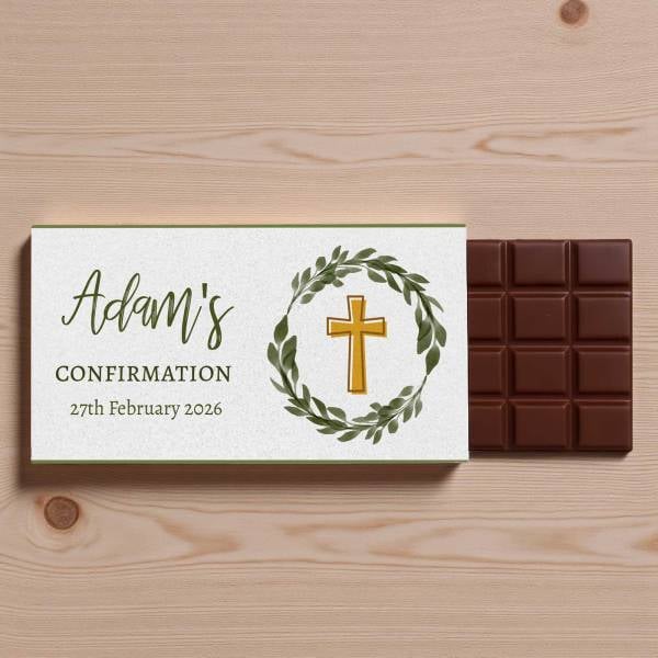 Name's Confirmation Wreath Personalised Chocolate Bar 90g