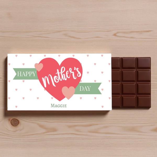 Happy Mother's Day Hearts Personalised Chocolate Bar 90g