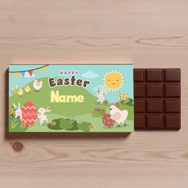 Egg Hunt Happy Easter Any Name Personalised Chocolate Bar 90g