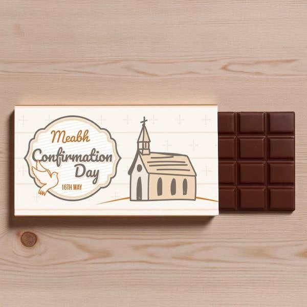 Name's Confirmation Day Church Colours Personalised Chocolate Bar 90g