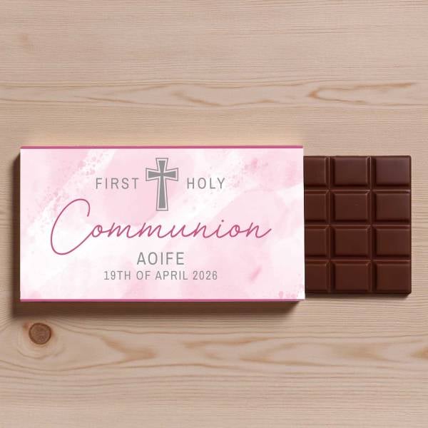 First Holy Communion Cross Personalised Chocolate Bar 90g