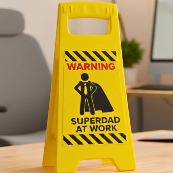 Superdad at Work - Desk Warning Sign