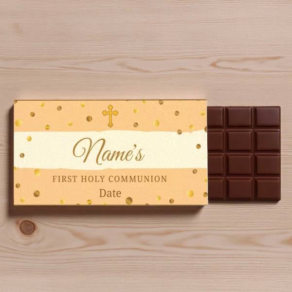 Name's First Holy Communion Confetti Colours Personalised Chocolate Bar 90g