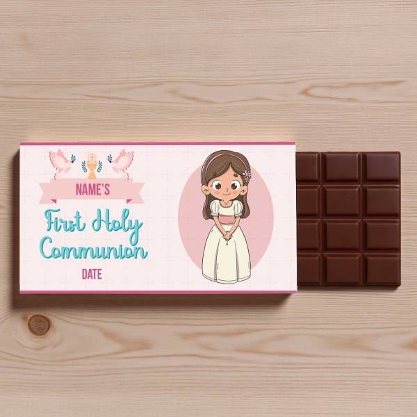 Name's First Holy Communion Girl Personalised Chocolate Bar 90g