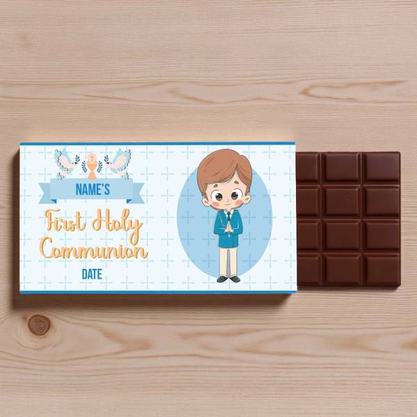 Name's First Holy Communion Boy Personalised Chocolate Bar 90g