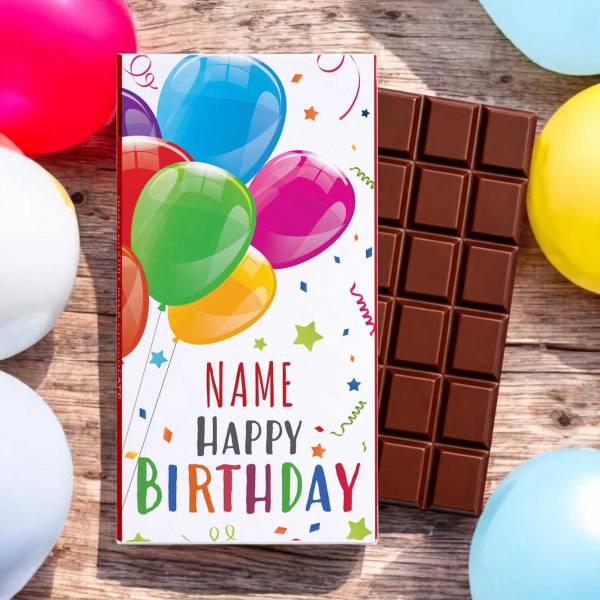 Happy Birthday Balloons Personalised Chocolate Bar 90g