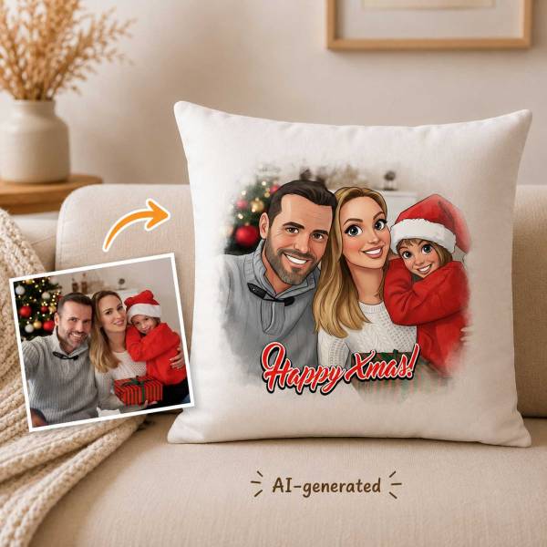 Photo to Caricature Personalised Cushion Square