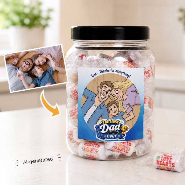 Best Dad Ever Photo to Caricature - Personalised Sweets Jar